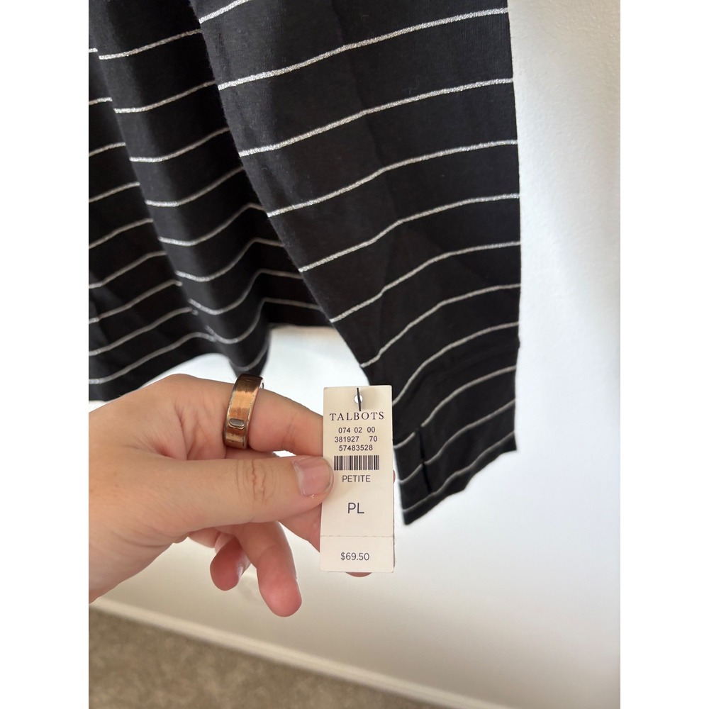 Talbots Supersoft Jersey Turtleneck Tee – Metallic Stripe – Petite Large – NWT - Picture 4 of 5